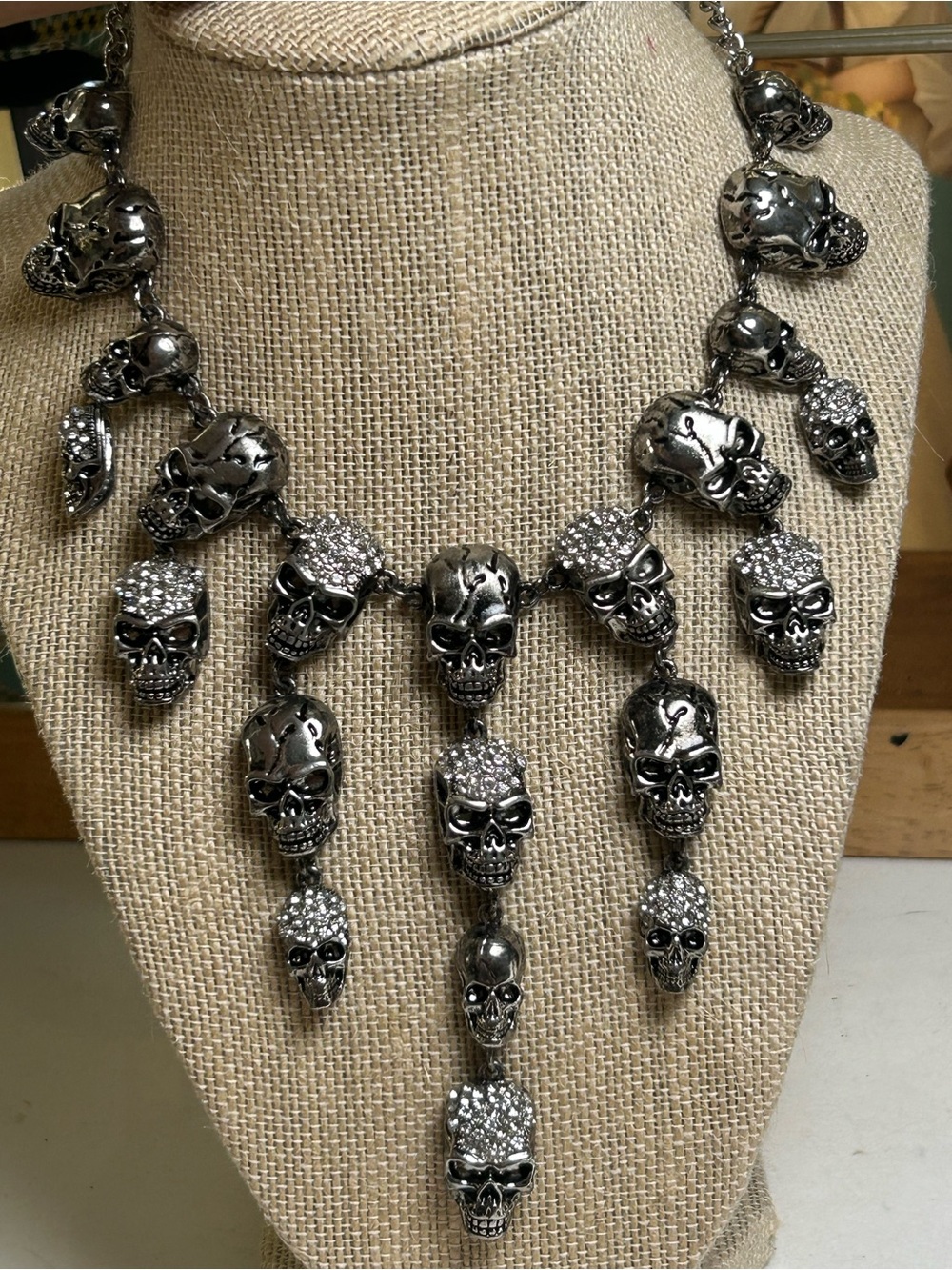 Silver Skull Statement Necklace - Women Jewelry